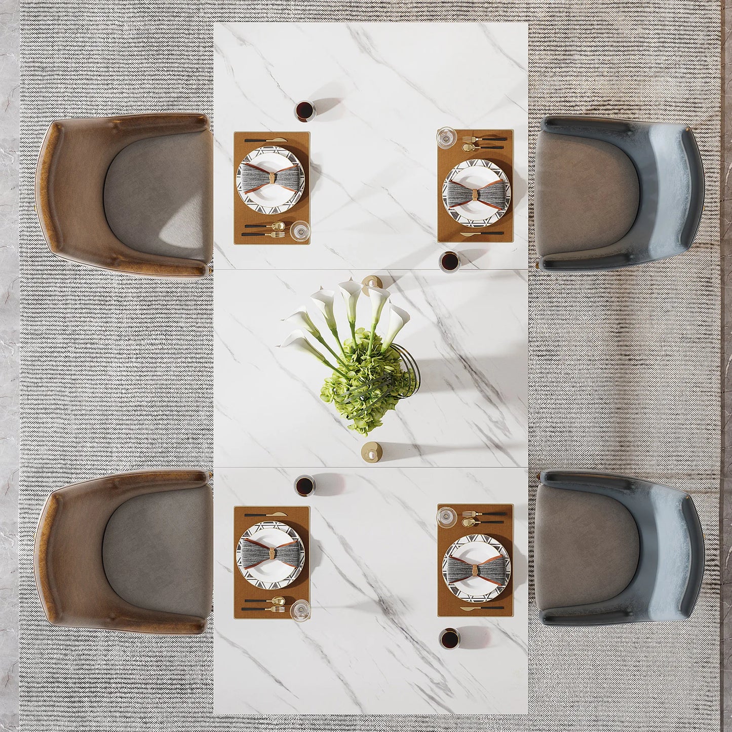 Rectangular Marble Top Dining Table