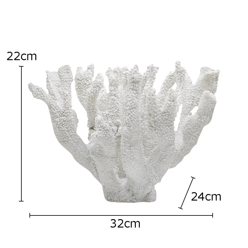 Simulated Coral Desk Statues - Coastal Decor Accent for Home or Office