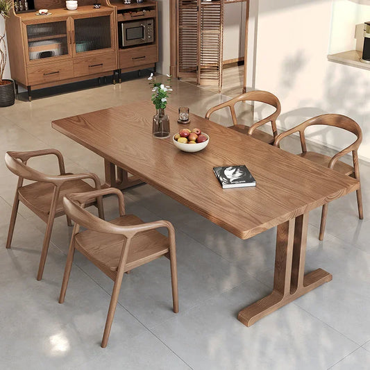 Nordic Solid Wood Dining Table – Minimalist Wooden Table for Modern Interiors